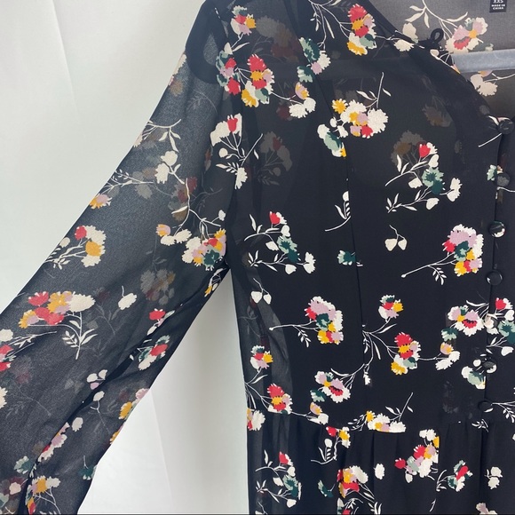 Madewell Sheer Button-Front Tier Midi Dress In Carnation Toss - Picture 7 of 13